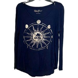 Lucky Brand Mystical Sun Long Sleeve Tee size L